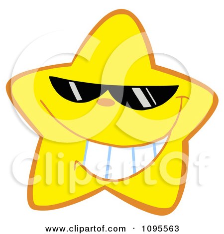 Clipart Happy Yellow Star Wearing Shades - Royalty Free Vector Illustration by Hit Toon