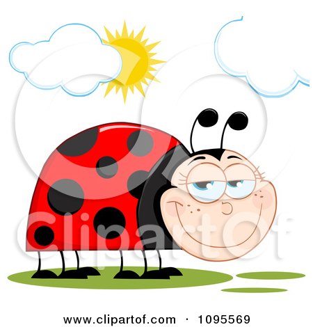 Clipart Happy Ladybug In The Sunshine - Royalty Free Vector Illustration by Hit Toon