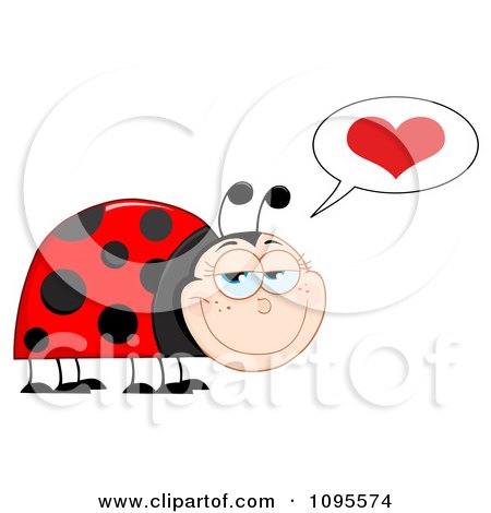 Clipart Happy Smiling Ladybug In Love - Royalty Free Vector Illustration by Hit Toon