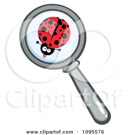 Clipart Magnifying Glass Zooming In On A Ladybug - Royalty Free Vector Illustration by Hit Toon