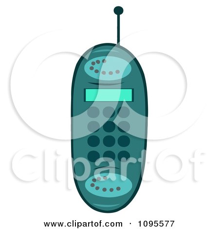 Clipart Turquoise Cell Phone - Royalty Free Vector Illustration by Hit Toon