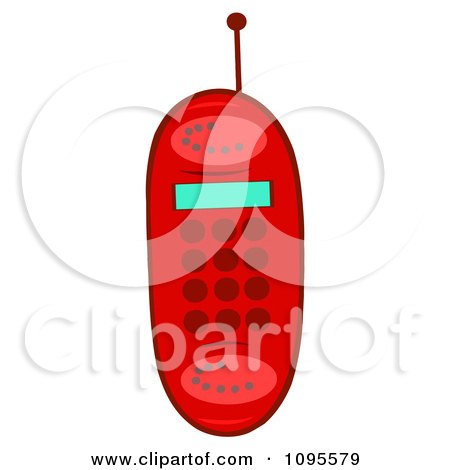 Clipart Red Cell Phone - Royalty Free Vector Illustration by Hit Toon