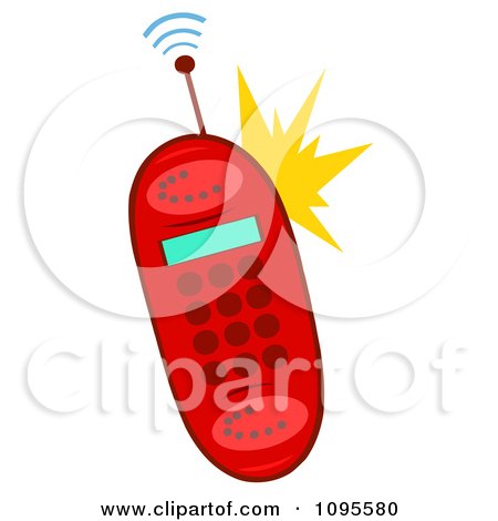 Clipart Ringing Red Cell Phone - Royalty Free Vector Illustration by Hit Toon