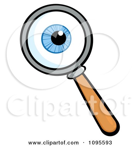 Clipart Magnifying Glass Zooming In On An Eyeball - Royalty Free Vector Illustration by Hit Toon