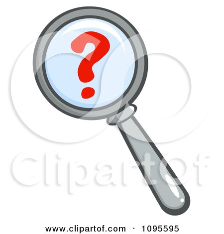 Clipart Magnifying Glass Zooming In Over A Question Mark - Royalty Free Vector Illustration by Hit Toon