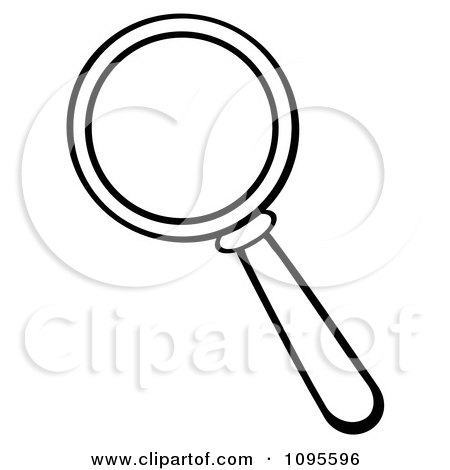 Clipart Black And White Magnifying Glass - Royalty Free Vector Illustration by Hit Toon