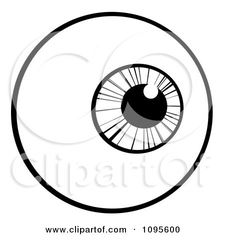 Clipart Black And White Eyeball Looking Right - Royalty Free Vector Illustration by Hit Toon
