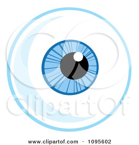 Clipart Blue Eyeball Looking Forward - Royalty Free Vector Illustration by Hit Toon