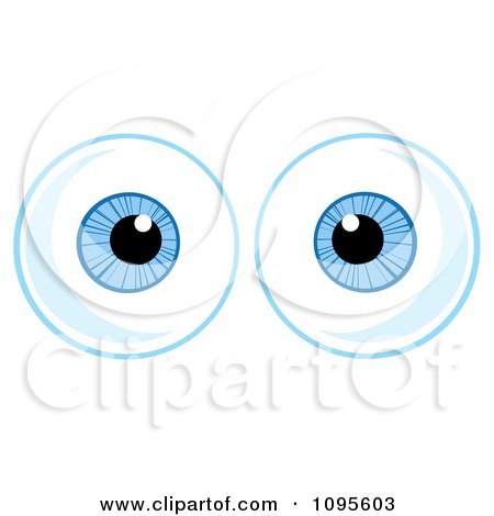 Clipart Pair Of Blue Eyeballs Looking Forward - Royalty Free Vector Illustration by Hit Toon