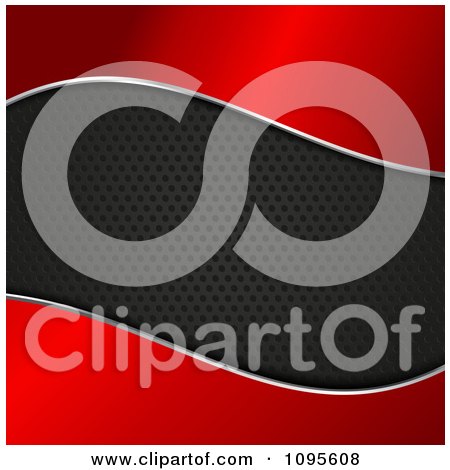 Clipart Black Perforated Metal Wave Through Red - Royalty Free Vector Illustration by KJ Pargeter