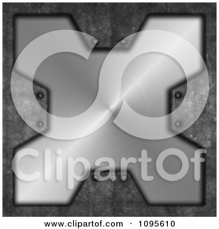 Clipart 3d Chrome Metal X On Concrete - Royalty Free CGI Illustration by KJ Pargeter