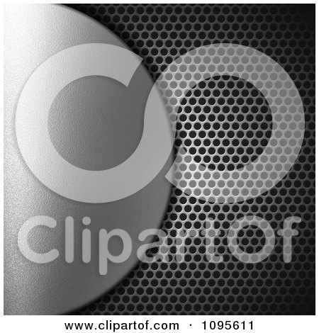 Clipart 3d Silver Half Circle Over Perforated Metal - Royalty Free CGI Illustration by KJ Pargeter
