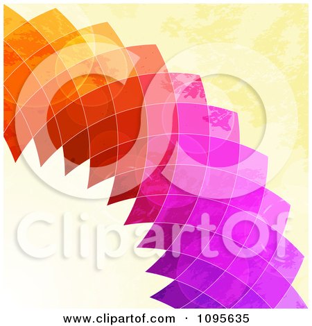 Clipart Colorful Rainbow Mosaic Arch On Yellow Grunge - Royalty Free Vector Illustration by elaineitalia