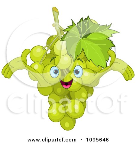 Clipart Happy Green Grapes Character - Royalty Free Vector Illustration by Pushkin