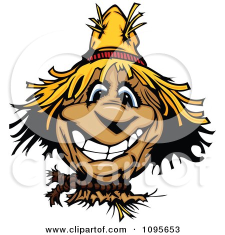 Clipart Happy Smiling Scarecrow Face - Royalty Free Vector Illustration by Chromaco