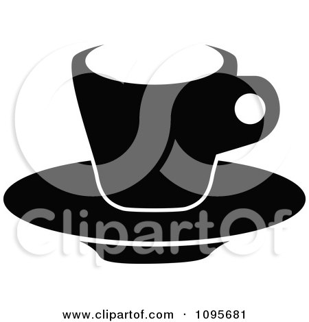 Clipart Silhouetted Black And White Coffee Mug And Saucer 2 - Royalty Free Vector Illustration by Frisko
