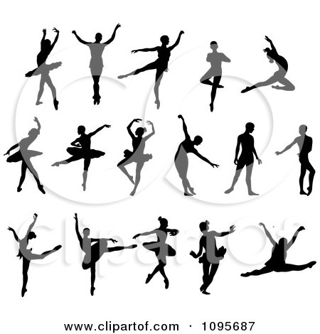Clipart Silhouetted Elegant Male Ballet And Ballerina Dancers - Royalty Free Vector Illustration by Frisko