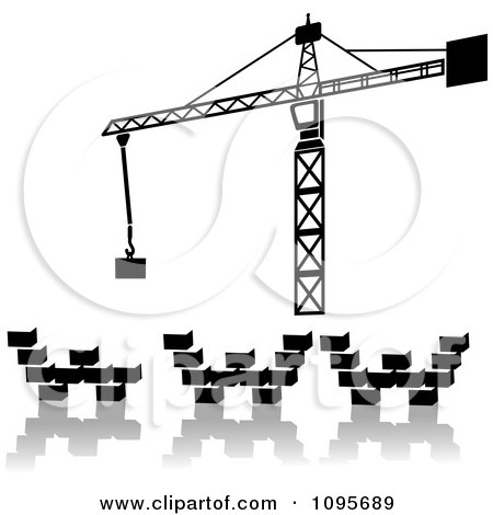 Clipart Construction Crane Constructing Www Out Of Heavy Blocks Work In Progress - Royalty Free Vector Illustration by Frisko