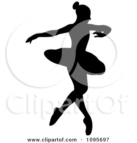 Clipart Silhouetted Elegant Ballerina Dancing 7 - Royalty Free Vector Illustration by Frisko