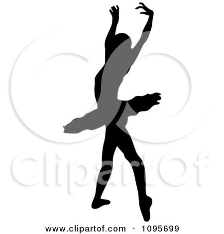 Clipart Silhouetted Elegant Ballerina Dancing 1 - Royalty Free Vector Illustration by Frisko