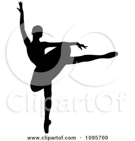 Clipart Silhouetted Elegant Ballerina Dancing 6 - Royalty Free Vector Illustration by Frisko
