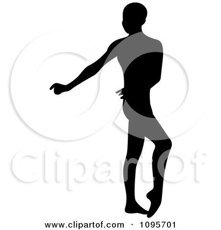 Clipart Silhouetted Male Ballerino Ballet Dancer Dancing 3 - Royalty Free Vector Illustration by Frisko