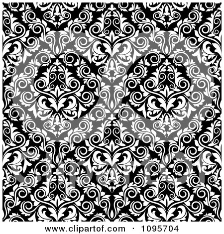 Clipart Black And White Triangular Damask Pattern Seamless Background 16 - Royalty Free Vector Illustration by Vector Tradition SM