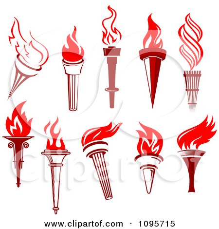 Clipart Burning Red Torches - Royalty Free Vector Illustration by Vector Tradition SM