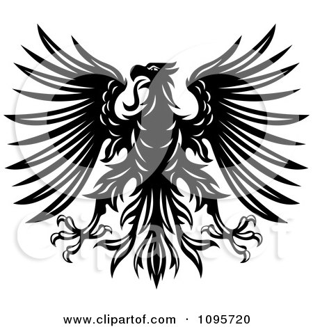 Clipart Black And White Heraldic Eagle With Spanned Wings 2 - Royalty Free Vector Illustration by Vector Tradition SM