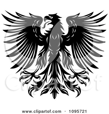 Clipart Black And White Heraldic Eagle With Spanned Wings 1 - Royalty Free Vector Illustration by Vector Tradition SM