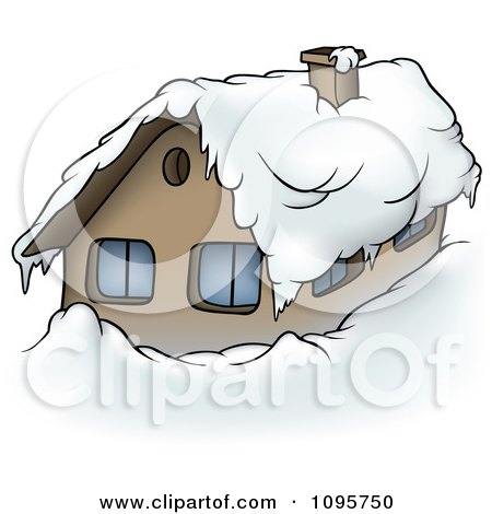 Clipart Winter Cabin With Snow And Icicles - Royalty Free Vector Illustration by dero