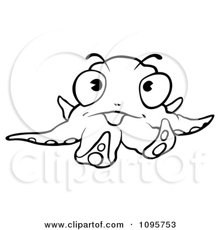 Clipart Outlined Octopus Smiling - Royalty Free Vector Illustration by dero