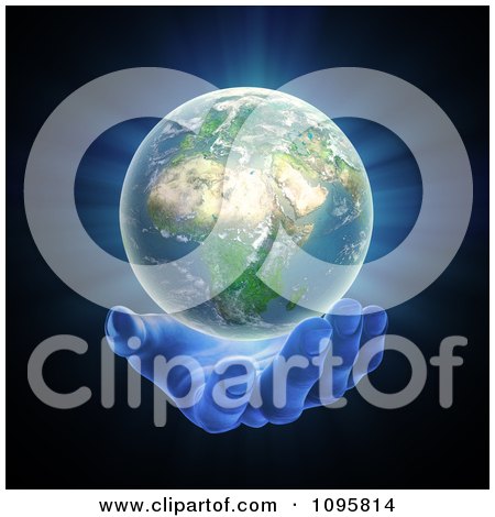 Clipart 3d Gentle Hand Under An African Globe - Royalty Free CGI Illustration by Mopic