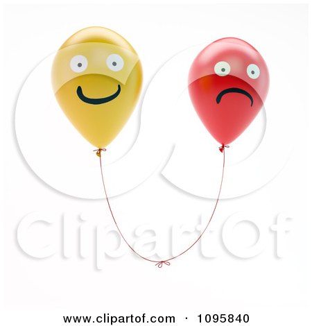 Clipart 3d Happy And Sad Balloon Faces - Royalty Free CGI Illustration by Mopic