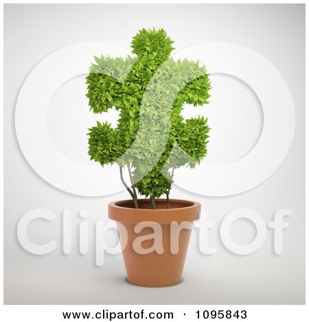 Clipart 3d Puzzle Piece Shaped Topiary Plant In A Pot - Royalty Free CGI Illustration by Mopic