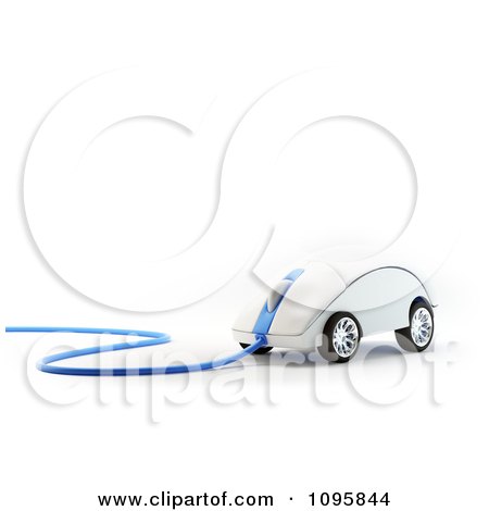 Clipart 3d Computer Mouse With Wheels And A Blue Cable - Royalty Free CGI Illustration by Mopic