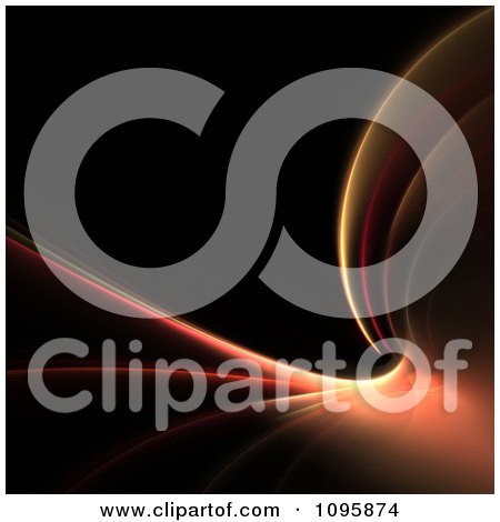 Clipart Orange And Red Fractal Streaks And Curves On Black - Royalty Free CGI Illustration by Arena Creative