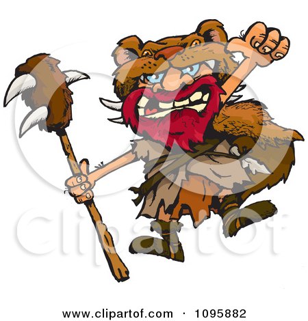 Clipart Celtic Man Jumping And Holding A Club - Royalty Free Vector Illustration by Dennis Holmes Designs