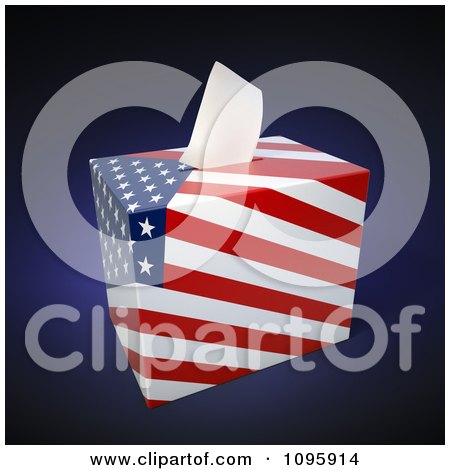 Clipart 3d American Flag Ballot Box With A Voter Ballot In The Slot - Royalty Free CGI Illustration by Mopic