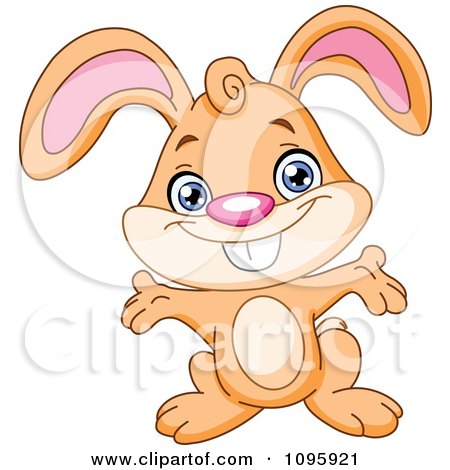 Clipart Happy Cute Brown Bunny Rabbit - Royalty Free Vector Illustration by yayayoyo