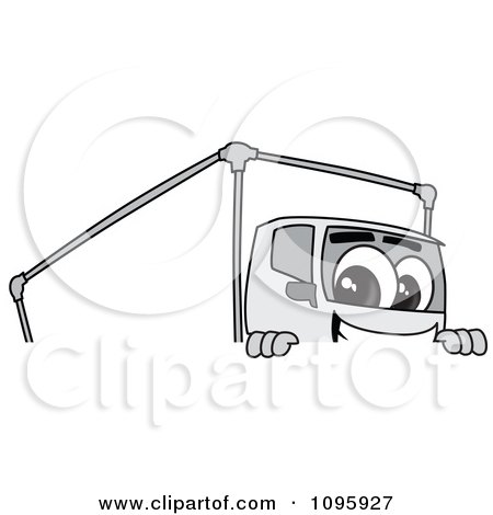 Clipart Delivery Big Rig Truck Mascot Character Looking Over A Sign - Royalty Free Vector Illustration by Mascot Junction