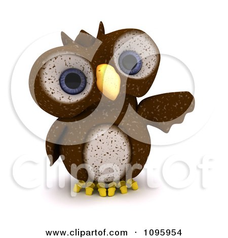Clipart 3d Brown Owl Pointing - Royalty Free CGI Illustration by KJ Pargeter