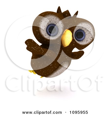 Clipart 3d Brown Owl Flying - Royalty Free CGI Illustration by KJ Pargeter