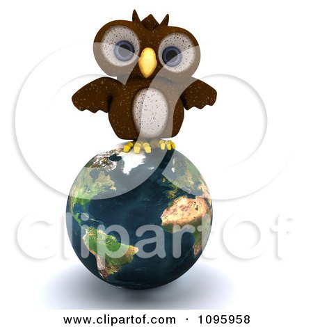 Clipart 3d Brown Owl - Royalty Free CGI Illustration by KJ Pargeter