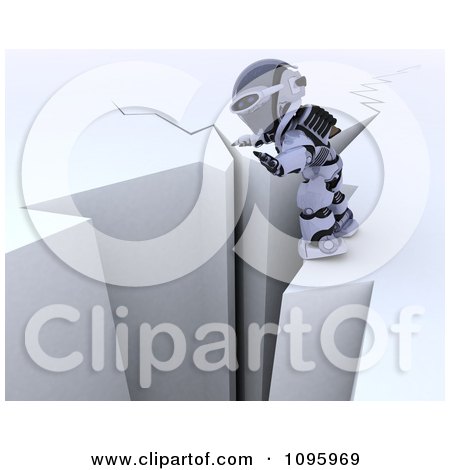 Clipart 3d Robot Balancing On The Edge Of A Cliff - Royalty Free CGI Illustration by KJ Pargeter