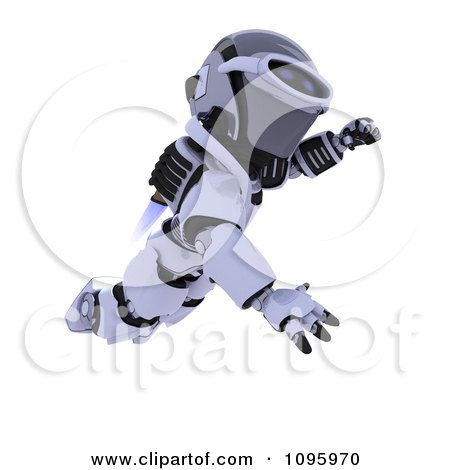 Clipart 3d Robot Flying With A Jet Pack- Royalty Free CGI Illustration by KJ Pargeter