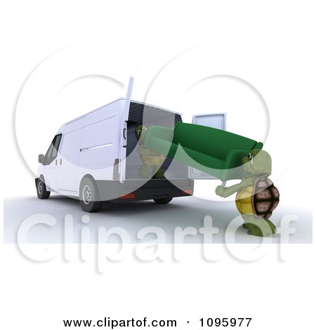 Clipart 3d Tortoises Loading A Sofa Into A Moving Van - Royalty Free CGI Illustration by KJ Pargeter