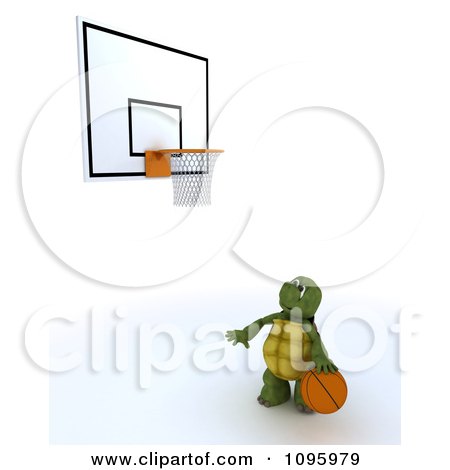 Clipart 3d Tortoise Playing Solo Basketball - Royalty Free CGI Illustration by KJ Pargeter