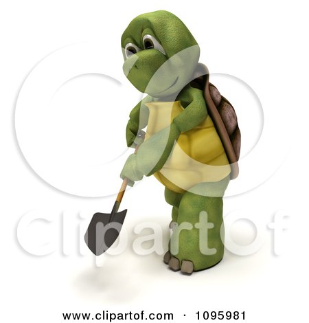 Clipart 3d Tortoise Digging With A Shovel - Royalty Free CGI Illustration by KJ Pargeter