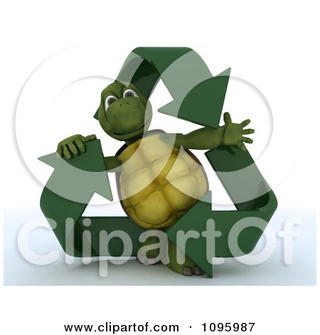 Clipart 3d Tortoise Inside A Triangle Of Recycle Arrows - Royalty Free CGI Illustration by KJ Pargeter